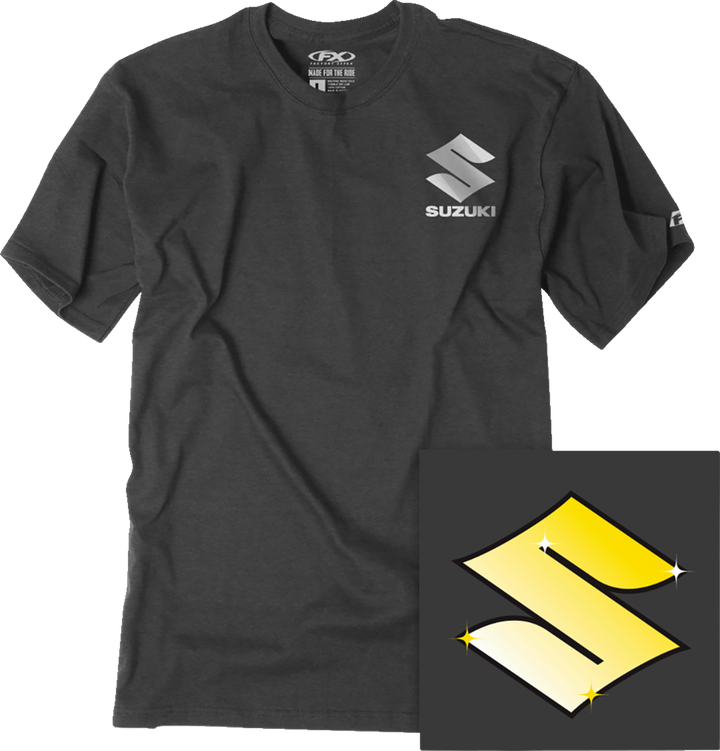 Factory Effex Suzuki Bling T-Shirt - Heather Charcoal - Medium 27-87412
