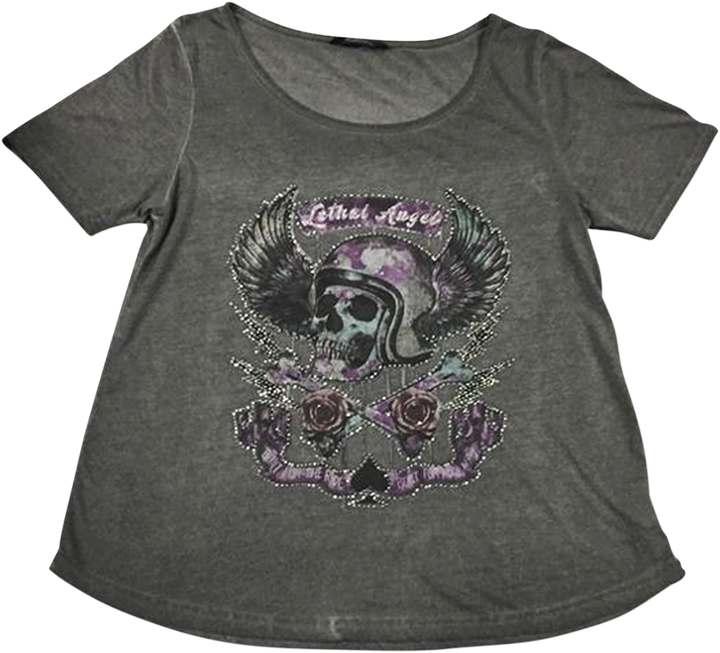 Lethal Threat Women'S Sinwheels T-Shirt - Gray - Xl LA20613XL