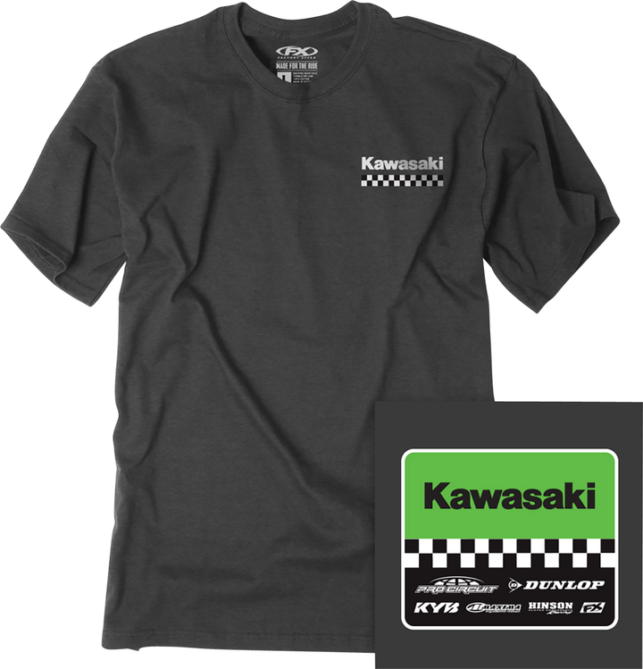 Factory Effex Youth Kawasaki Starting Line T-Shirt - Heather Charcoal - Small 27-83100