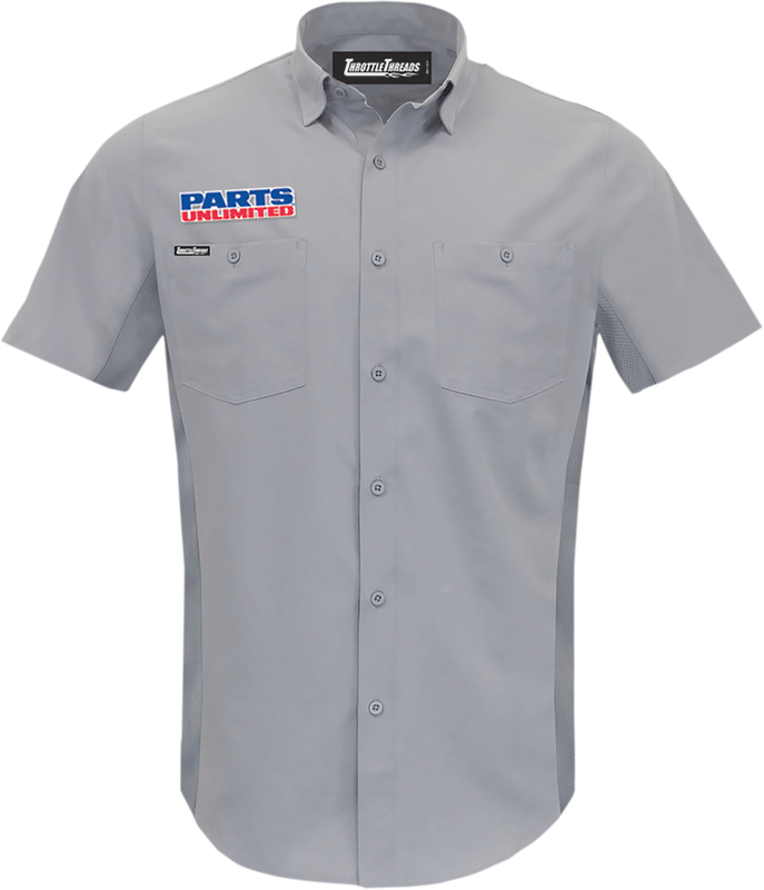 Throttle Threads Parts Unlimited Vented Shop Shirt - Gray - Xl PSU37ST26GYXL