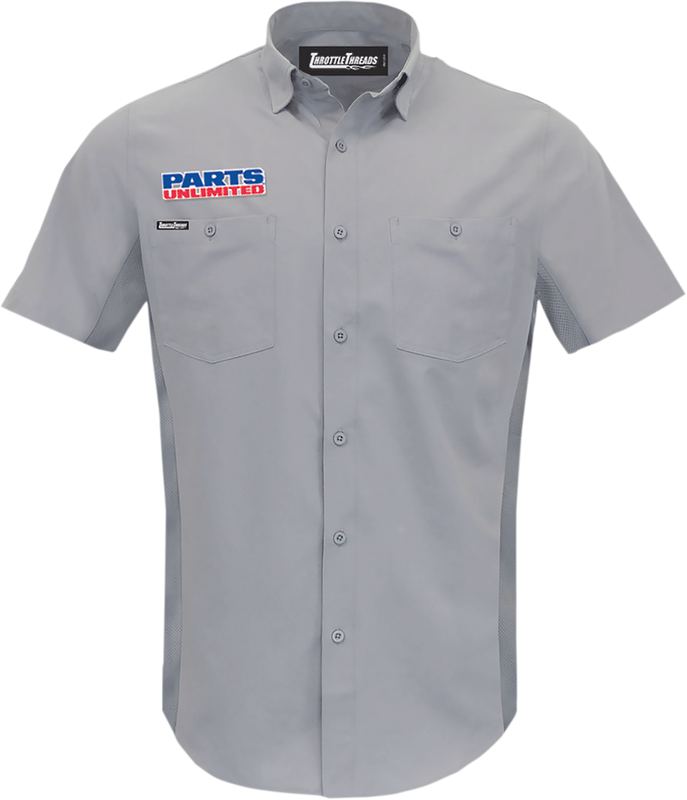 Throttle Threads Parts Unlimited Vented Shop Shirt - Gray - 2Xl PSU37ST26GY2X