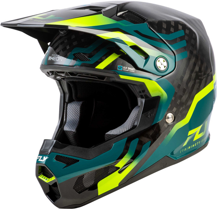 FLY RACING Formula S Carbon Byte Helmet Black Carbon/Teal/Lime Xl 73-4453X