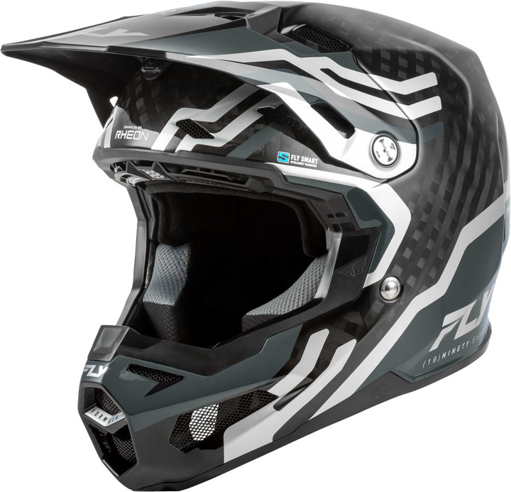 FLY RACING Formula S Carbon Byte Helmet Black Carbon/Grey/Silver Lg 73-4450L