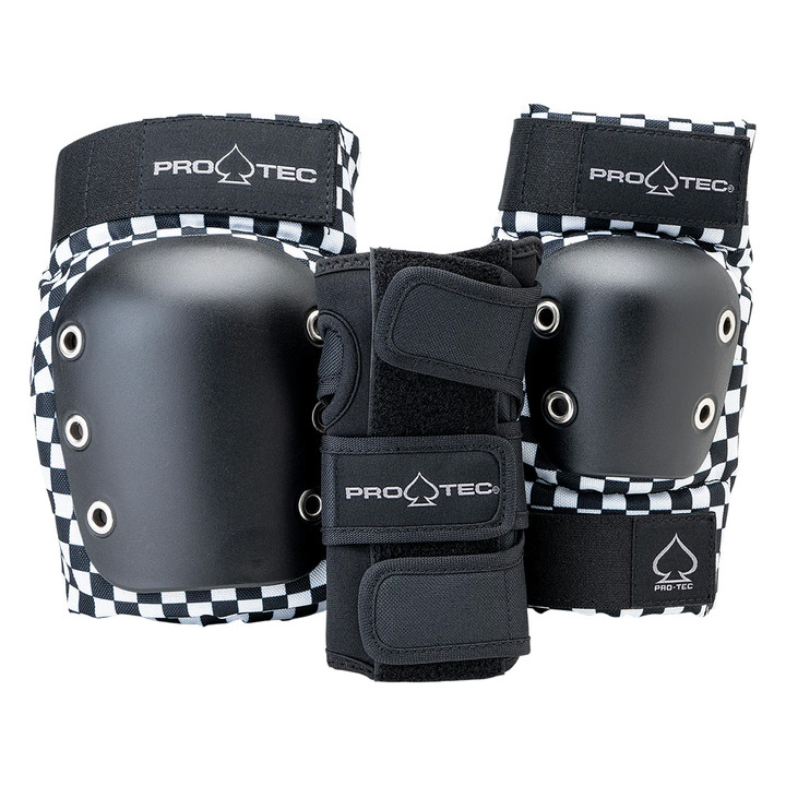 Protec Street Gear Open Back Unisex Knee and Wrist Pads MD Checkerboard 10004264