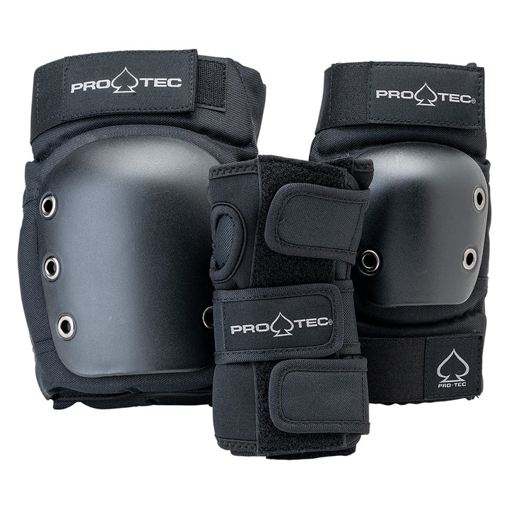Protec Street Gear Open Back Unisex Knee and Wrist Pads XL Black 10004262