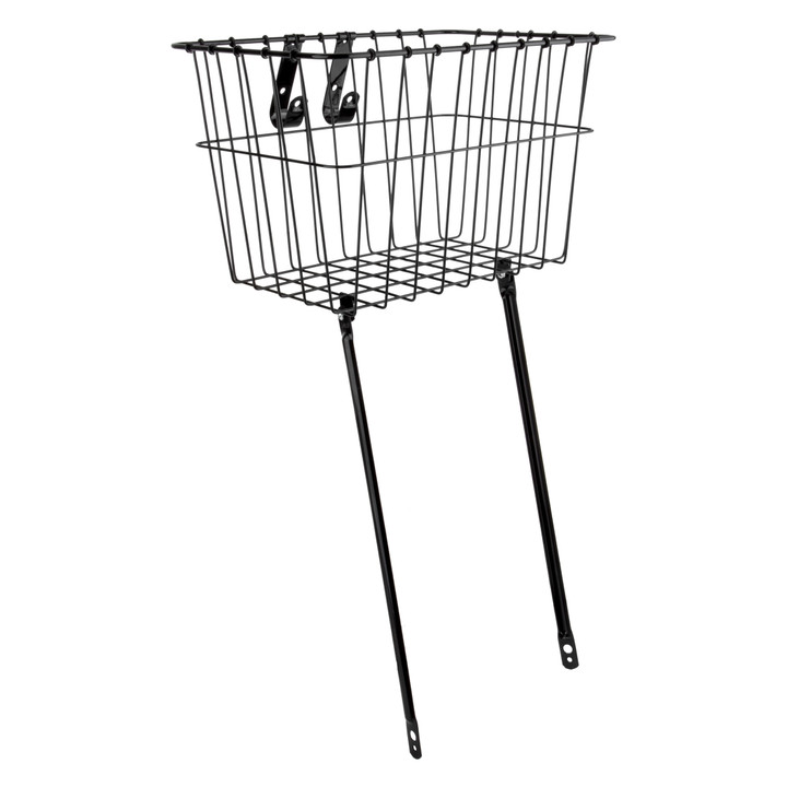 Wald Heavy-Duty Steel Front Bike Basket Black 135BL