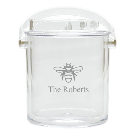 Personalized Insulated Ice Bucket with Tongs - Bee