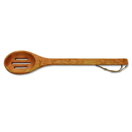 15" Slotted Cherry Wooden Spoon - Personalized with Initial