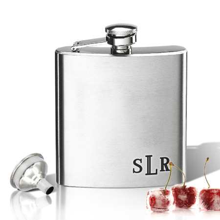 Stainless Steel Hip Flask (8 oz) Personalized to your desire.  Lower corner monogram