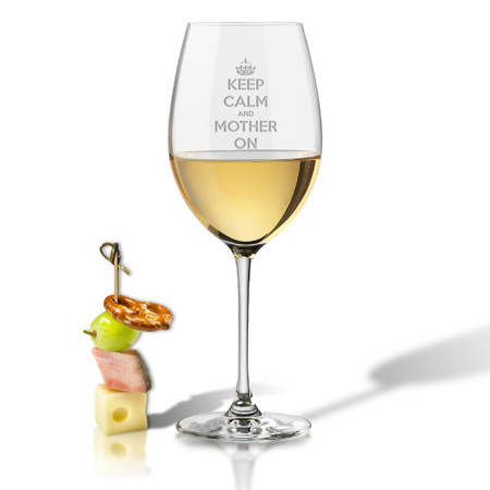 SINGLE WINE STEM Â (GLASS) - KEEP CALM and MOTHER ON