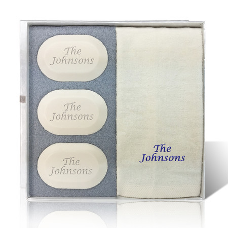 Eco-Luxury Gift Set - Name or Phrase (3 Bars, 1 Towel)