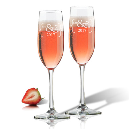 CHAMPAGNE FLUTE SET OF 2 (GLASS) : Mr & Mrs 2017