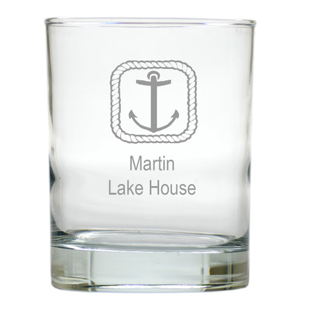 PERSONALIZED ROPE ANCHOR OLD FASHIONED: SET OF 6 (Glass)