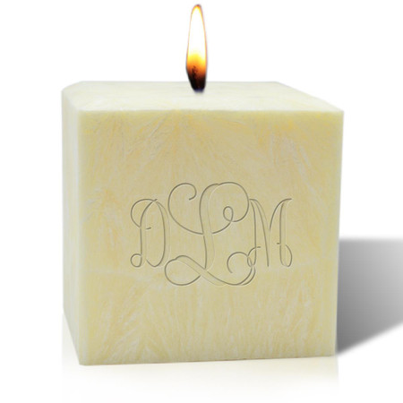 4" Unscented Palm Wax Candle - Monogram