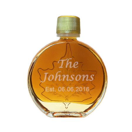 Personalized Certified Organic Vermont Maple Syrup Medallion Glass (50 ml) Case of 24 ($4.95/each bottle)
