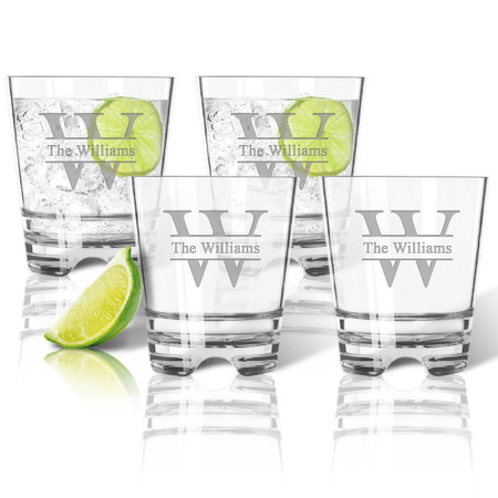 Tritan Double Old Fashioned Glasses 12oz (Set of 4): Split Letter