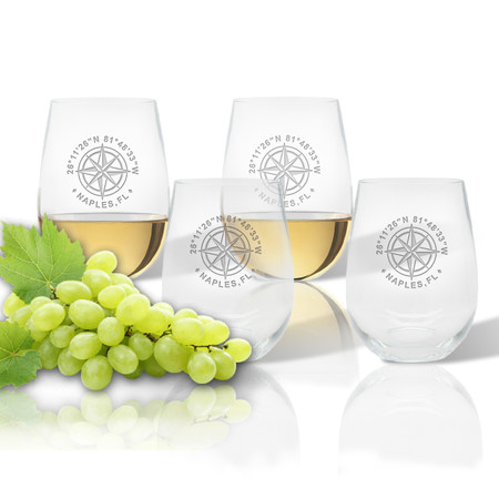Stemless Wine Tumbler (Set of 4) (Tritan Unbreakable) GPS Coordinates