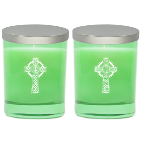 Emerald Soy Glass Candle - Celtic Cross (Set of 2)