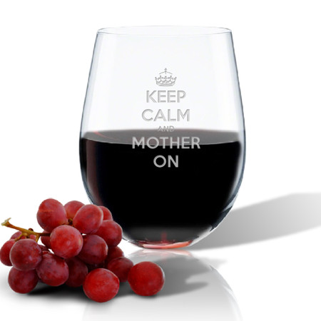 SINGLE Wine Tumbler - (GLASS) - KEEP CALM and MOTHER ON