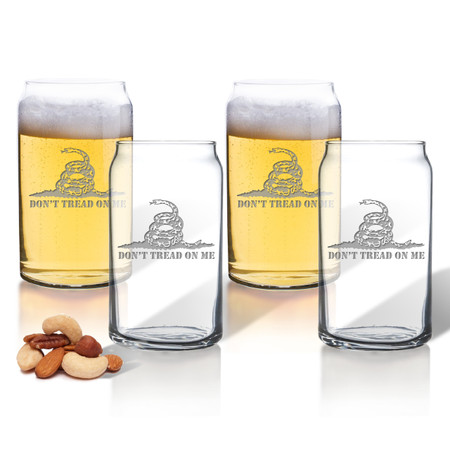 Don't Tread on Me Set of 4 Beer Can glasses 16oz