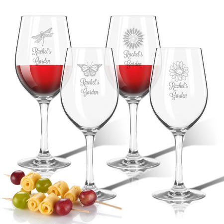 Tritan Wine Stems 12 oz (Set of 4): Garden w Names