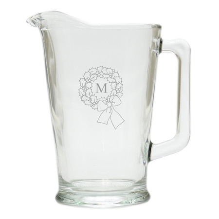 PERSONALIZED INITIAL WREATH PITCHER  (GLASS)