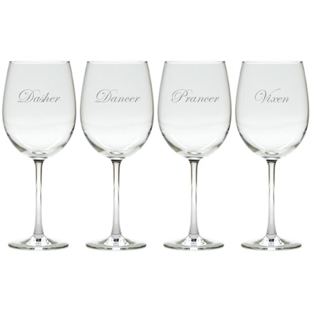 SANTA'S REINDEER 1-4 STEMWARE - SET OF 4 (GLASS)