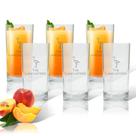 Flamingo Tall Cooler Glass - Set of Six