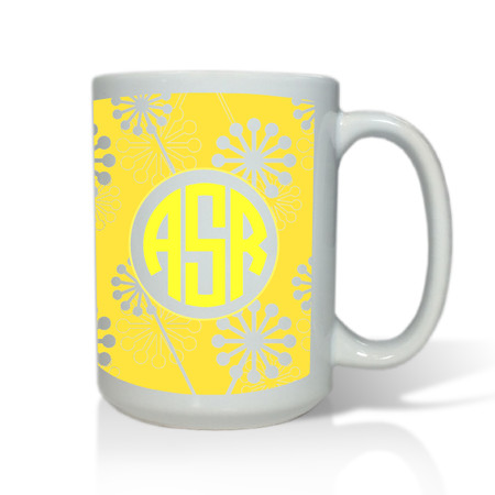 Personalized White Mug  15 oz.Asian Elements - VerbenaCircle Monogram