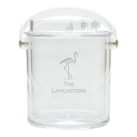 Personalized Insulated Ice Bucket with Tongs - Flamingo