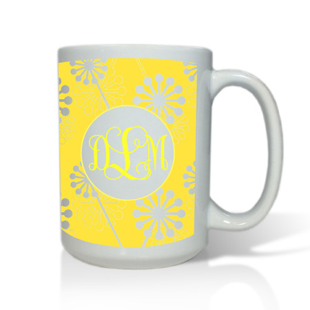 Personalized White Mug  15 oz.Asian Elements - VerbenaVine Monogram