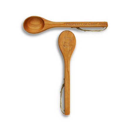 12" Cherry Wooden Spoon - Personalized with Chef's Hat and Name