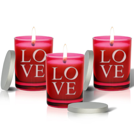 Ruby Soy Glass Candle - Love (Set of 3)