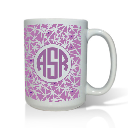 Personalized White Mug  15 oz.Asian Elements - LavenderCircle Monogram