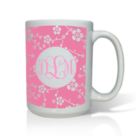 Personalized White Mug  15 oz.Asian Elements - SatsumaVine Monogram