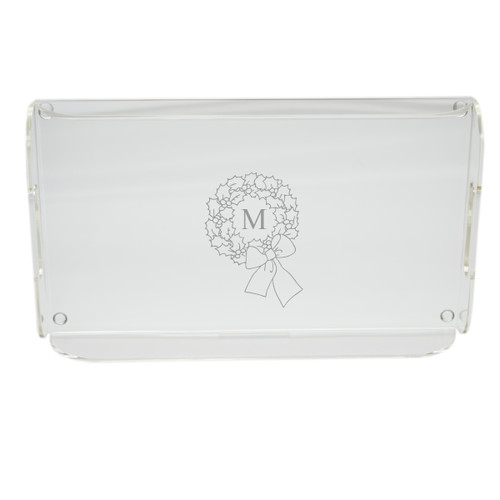 Personalized Acrylic Serving Tray - Wreath with Initial