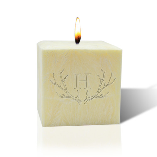 3" Pure Aromatherapy Palm Wax Candle - Antler with Single Initial
