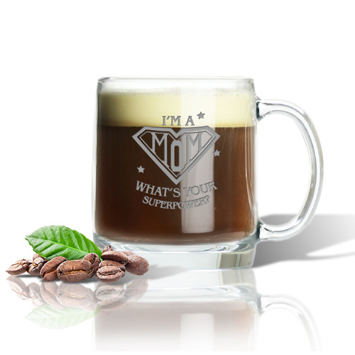 LARGE MUG (GLASS) : SUPER MOM