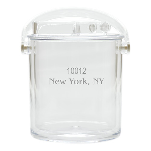 Personalized Insulated Ice Bucket with Tongs - Zip Code