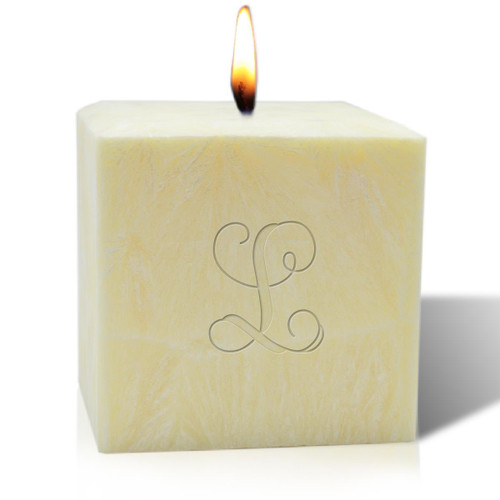 4" Unscented Palm Wax Candle - Initial
