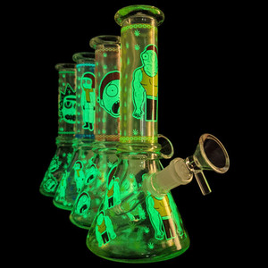 14' Fancy Glow in The Dark LV Decal Beaker Water Pipe - with 14m