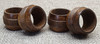4 Walnut Ridged Wooden Napkin Holder Rings