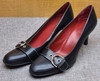 COACH Women's Black Leather Heels with Buckle - Size 9