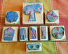 Lot of 9 "BEACH" RUBBER STAMPS - Ball,Sun,Shovel,Popsicle,Bucket,Boat,Palm Tree