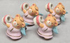 4 Christmas Angel Bears Tree Light Covers Ornaments Porcelain w/ Clips
