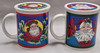 Set Of 2 Action Christmas Santa Mugs with Coasters/Lids Set Of 2 Action Christmas Santa Mugs with Coasters/Lids
