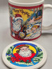 Set Of 2 Action Christmas Santa Mugs with Coasters/Lids Set Of 2 Action Christmas Santa Mugs with Coasters/Lids