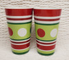 2 Tall Christmas Striped Coffee Hot Chocolate Tea Mugs