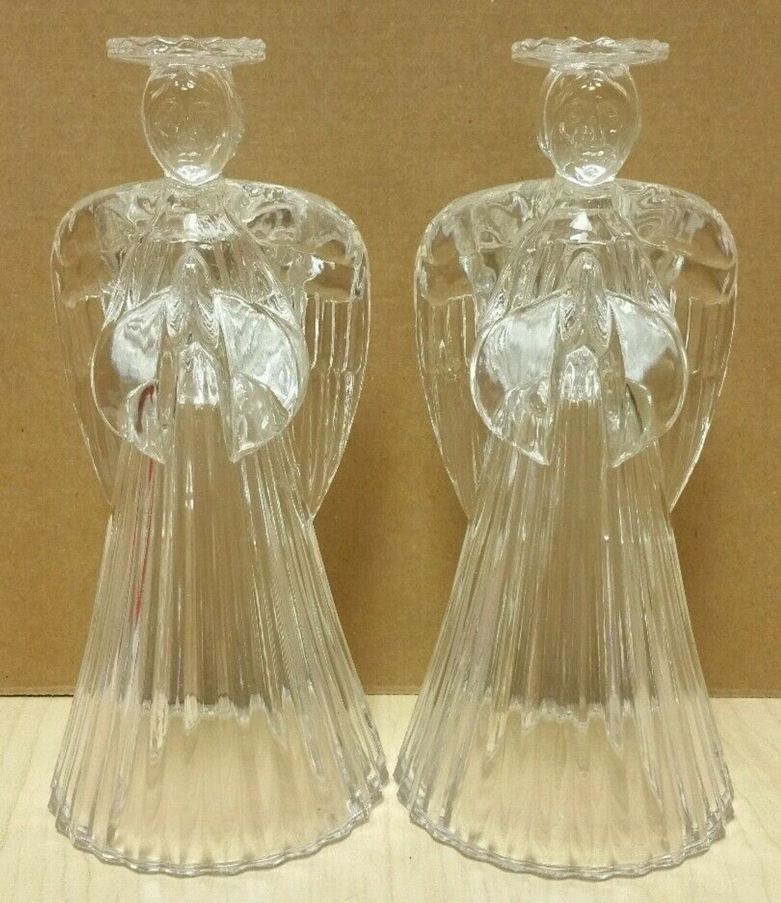 2 Crystal ANGELS Candle Holders - American Crystal Collection - 7 1/4" tall