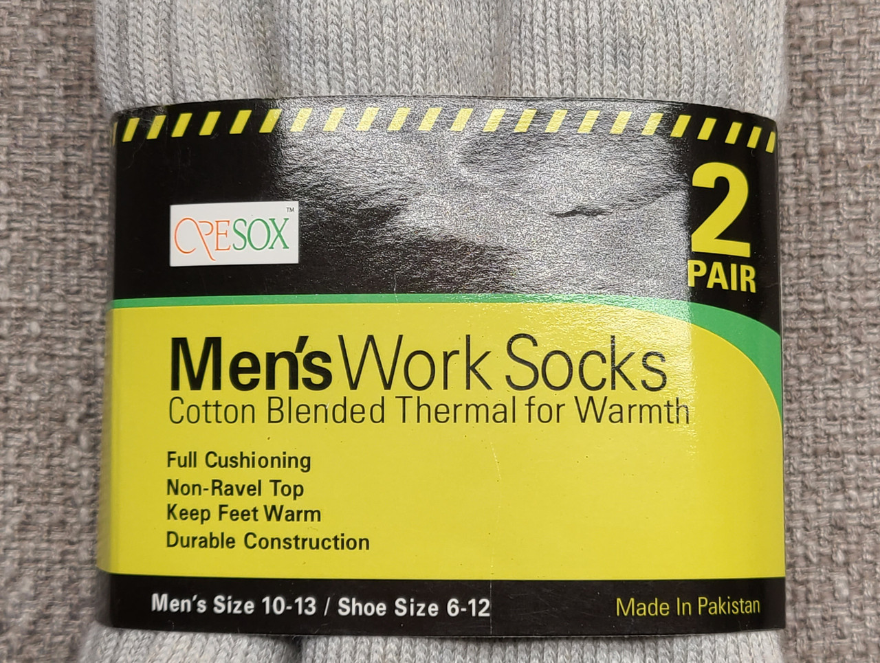 Men's Thermal Work Socks - 2 Pairs - Size 10-13